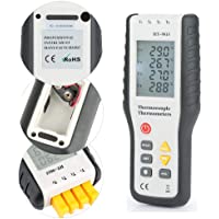 Pangding HT-9815 Medidor de Temperatura del termómetro Digital con Sensor de termopar Tipo K de 4 Canales